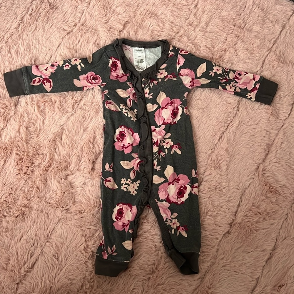 Modern Moments By Gerber pink and gray floral button up